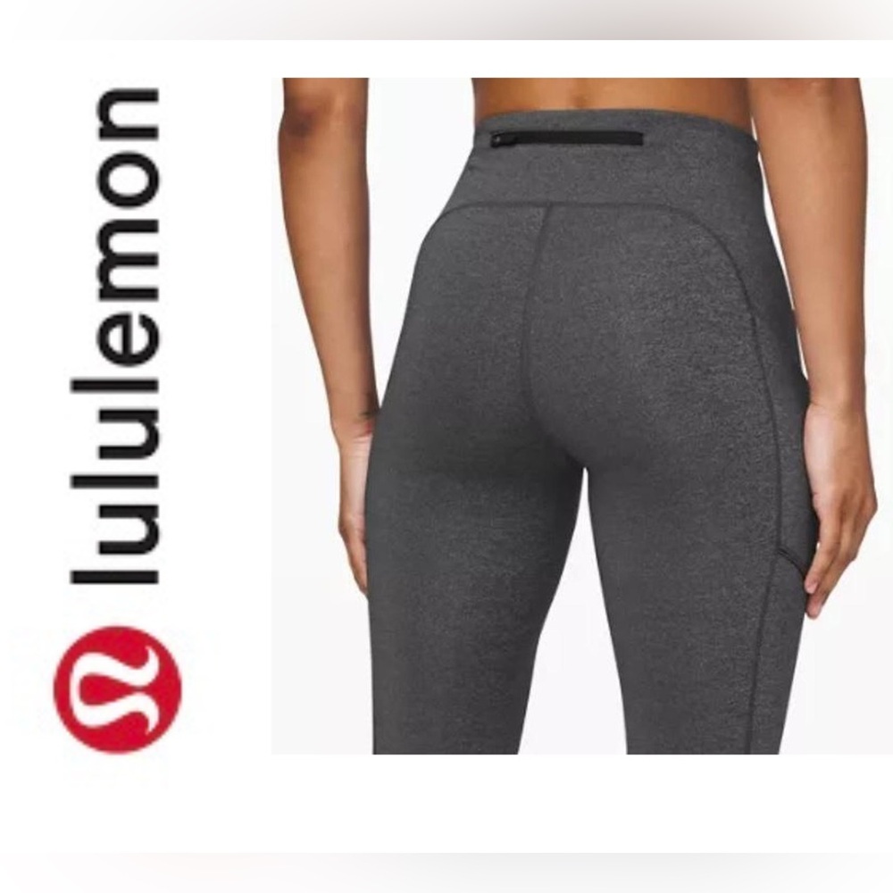 🌸🌿 Lululemon Speed Up Tights Mid to High Rise/Waist Dark Gray Leggings Sz 4 EUC